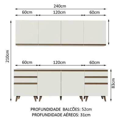 Cozinha Completa Reims com Armário e Balcão Branco Madesa