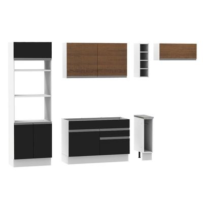 Cozinha Completa Safira com Armário e Balcão Preto Madesa