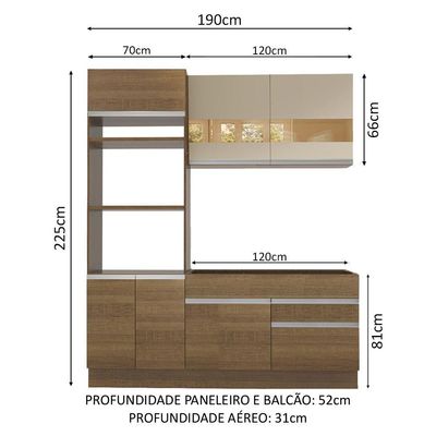 Cozinha Compacta Glamy Helen 6 Portas 2 Gavetas Madesa