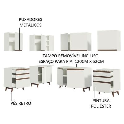Cozinha Completa de Canto Reims com Armário e Balcão Madesa