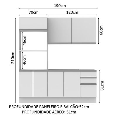 Cozinha Compacta 2 Gavetas e 8 Portas Acordes Glamy Madesa