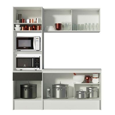 Cozinha Compacta Topazio Pop com Armário Branco Preto