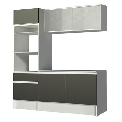 Cozinha Compacta Topazio Pop com Armário Branco Preto