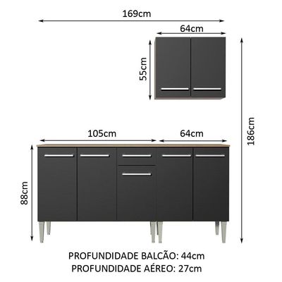 Cozinha Compacta Emilly Free Rustic/preto Madesa