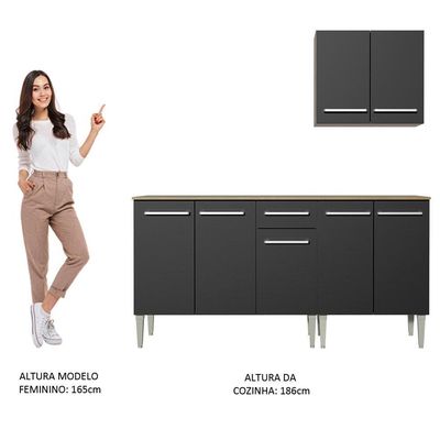 Cozinha Compacta Emilly Free Rustic/preto Madesa