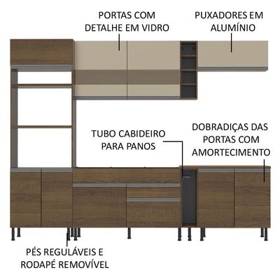 Cozinha Completa Vicenza Armário e Balcão Rustic Madesa
