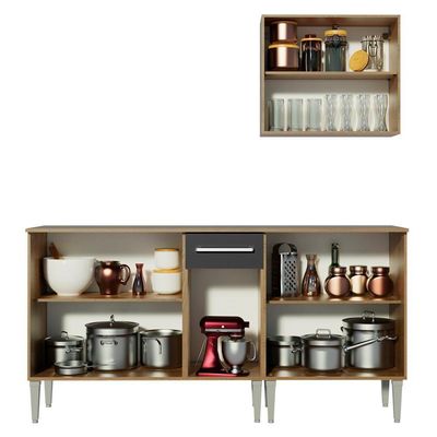 Cozinha Compacta Emilly Free Rustic/preto Madesa