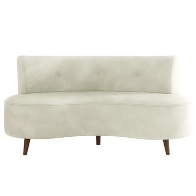 Sofá Living 2 Lugares 160cm Aang Pés Palito Veludo Bege G33 - Gran Belo
