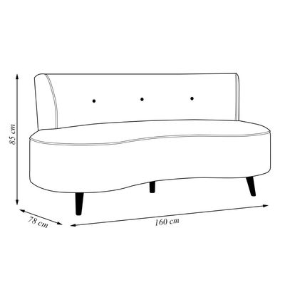Sofá Living 2 Lugares 160cm Aang Pés Palito Veludo Bege G33 - Gran Belo