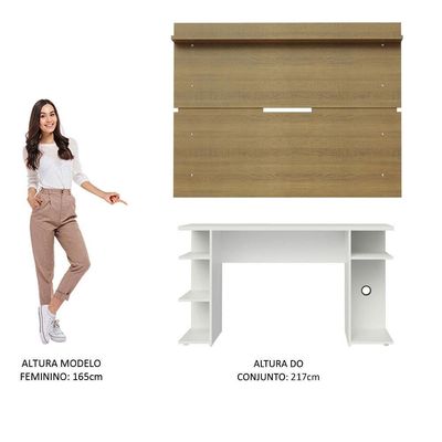 Mesa Para Computador Gamer e Painel Tv  Branco/rustic
