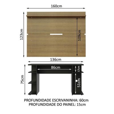 Mesa Para Computador Gamer e Painel Tv Preto/rustic