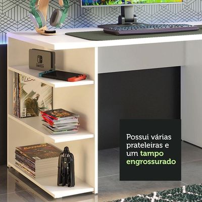Mesa Para Computador Gamer e Painel Tv  Branco/rustic