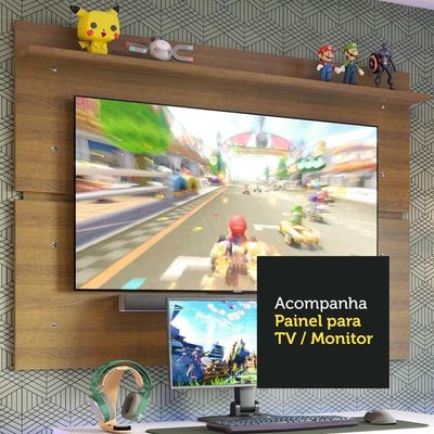 Mesa Para Computador Gamer e Painel Tv  Branco/rustic