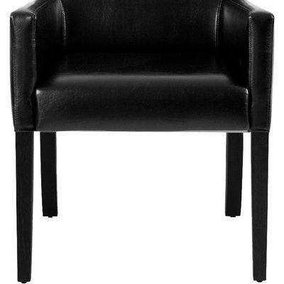 Poltrona Decorativa Sala de Estar Base Madeira Preto Liverpool PU Sintético Preto - Gran Belo