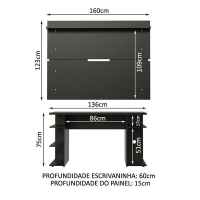 Mesa Para Computador Gamer e Painel Tv Preto