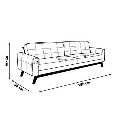 Sofá 2 Lugares Sala de Estar Eros 150 cm Veludo Telha Base Fixa - Gran Belo