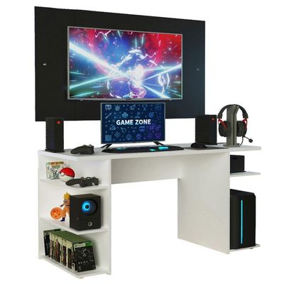Mesa Para Computador Gamer e Painel Até 58 Madesa Branco