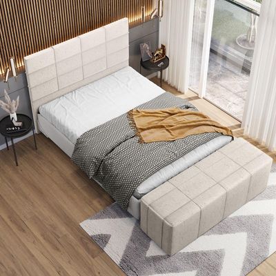 Cabeceira Cama Box Casal King 195 cm Roma W01 Linho Cru - Lyam