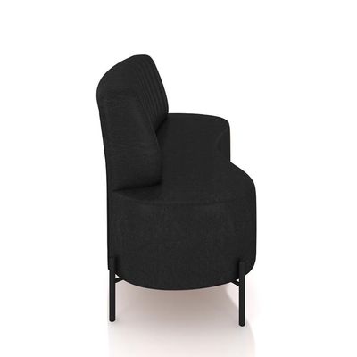 Sofá Living Decorativo 2 Lugares 1,35M Katara Pés de Ferro PU Manchado Preto G33 - Gran Belo
