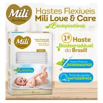 Cotonete Hastes Flexiveis 1 caixa c/ 75 unidades Biodegradável - MILI