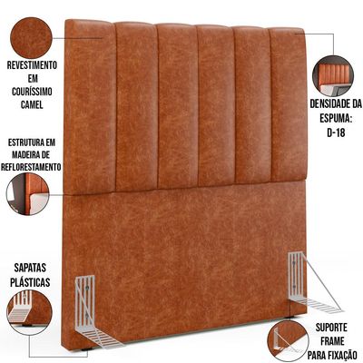 Cabeceira Cama Box Solteiro 100 cm Dália W01 Couríssimo Camel - Lyam Decor