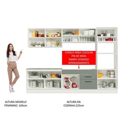 Cozinha Completa com Armário e Balcão Cinza Agata