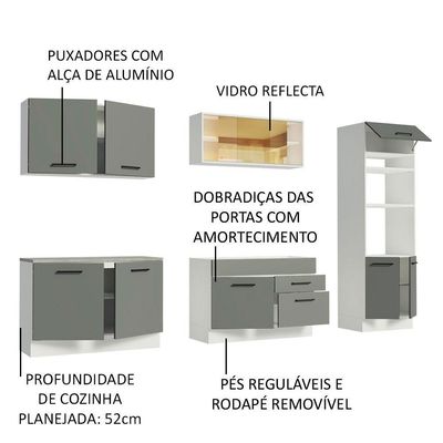Cozinha Completa com Armário e Balcão Cinza Agata
