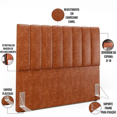 Cabeceira Cama Box Casal 140 cm Dália W01 Couríssimo Camel - Lyam Decor