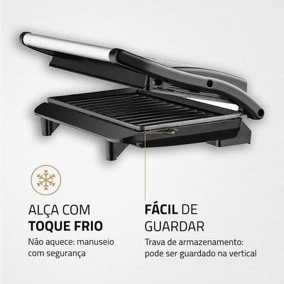 Sanduicheira E Grill Mondial Press Antiaderente Preto/inox 220 V