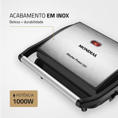 Sanduicheira E Grill Mondial Press Antiaderente Preto/inox 220 V