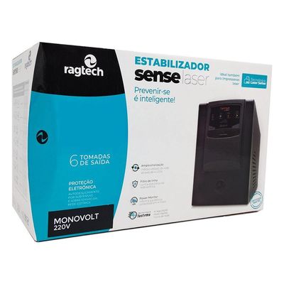 Estabilizador Ragtech Sense Laser 2000va, Monovolt 220v-220v, 6 Tomadas - 20sel3548 220v