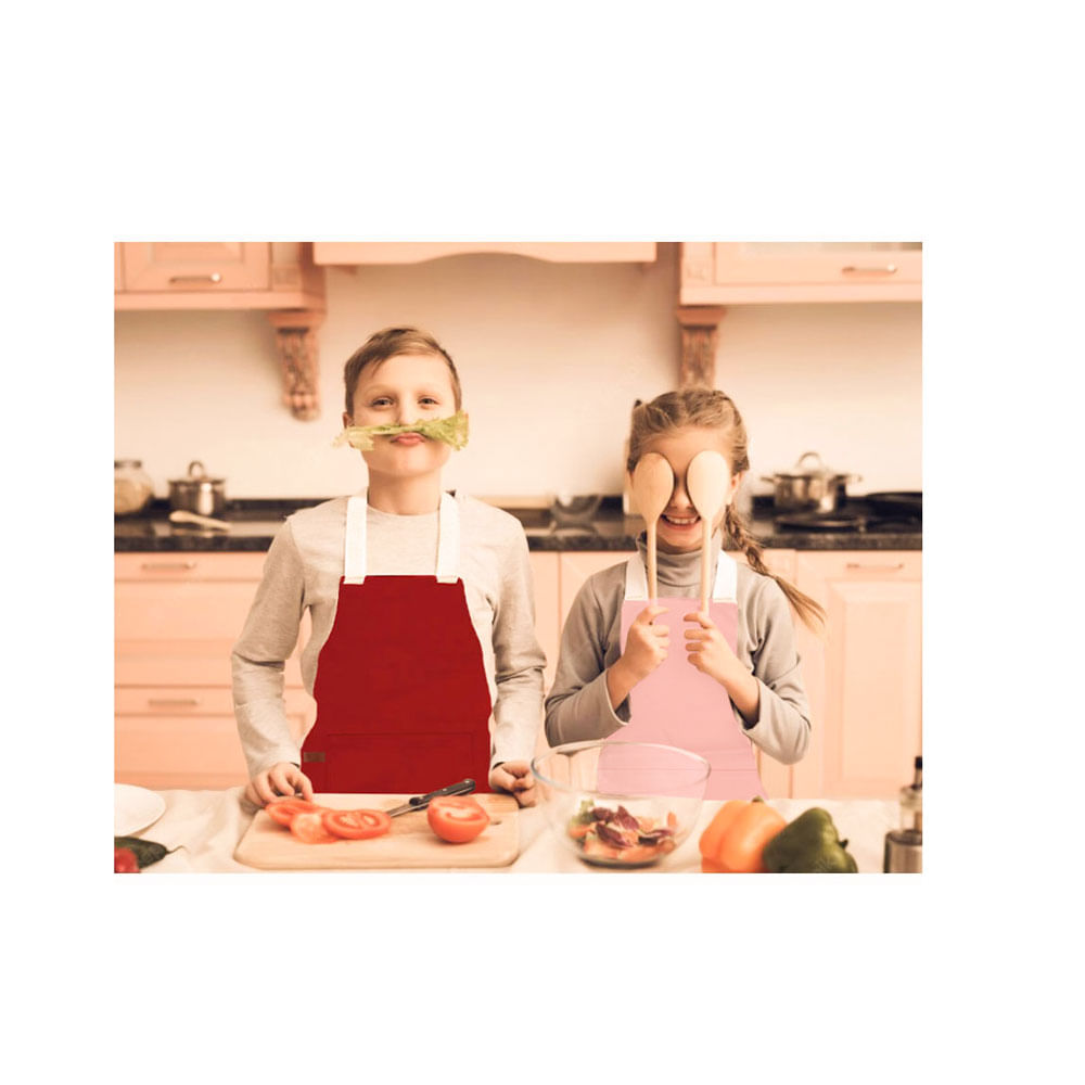 Avental Infantil Rosa Alça Algodao Cru Cozinha Artes 1un