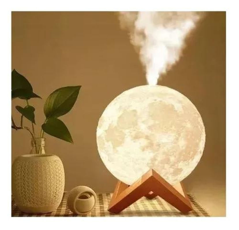 Luminária e Umidificador Lua Cheia 3D Grande (880ml)