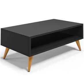 Mesa de Centro Para Sala de Estar Pés Palito Cannes L03 Preto - Lyam Decor