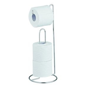 Porta Papel Higienico de Chão Suporte para 3 Rolos Cromado - kit com 2 unidades