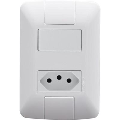 Conjunto 4x2 com 1 Interruptor Paralelo 6 A 250 V e 1 Tomada 2P+T 10 A 250 V Tramontina Aria Branco
