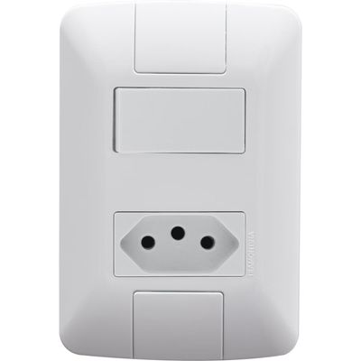 Conjunto 4x2 com 1 Interruptor Paralelo 6 A 250 V e 1 Tomada 2P+T 10 A 250 V Tramontina Aria Branco