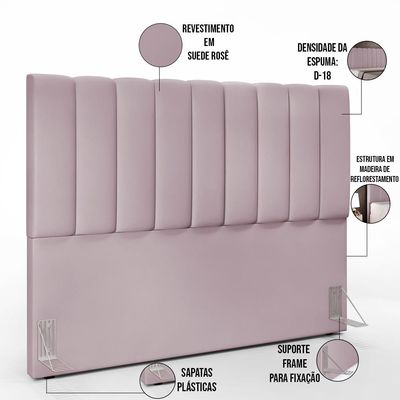 Cabeceira Cama Box Casal Queen 160 cm Dália W01 Suede Rosê - Lyam Decor