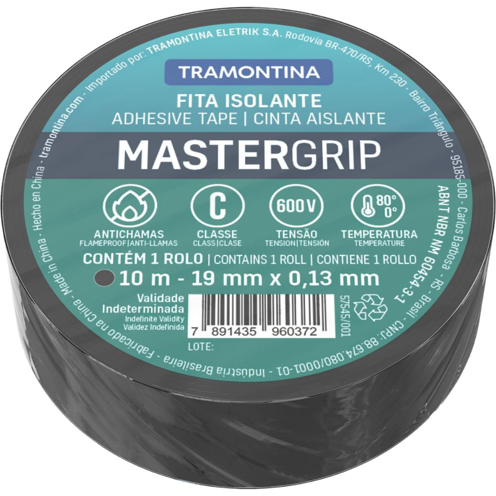 Fita Isolante Classe C 0,13x19 mm Tramontina Preta 10 m