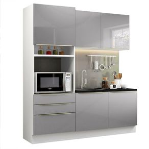 Cozinha Compacta Lux com Armário 5 Portas 3 Gavetas Branco