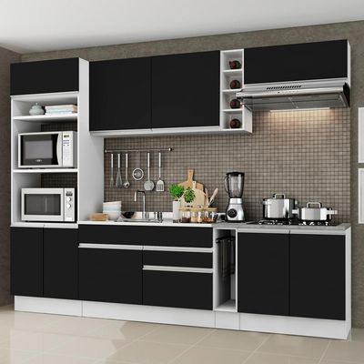 Cozinha Completa Vicenza com Armário e Balcão Preto Madesa