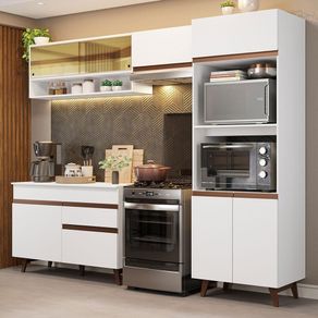 Armário De Cozinha Completa 260cm Branco Reims 12 Branco