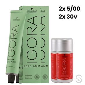 Igora Zero Amm 2x5/00 Castanho Claro Nat. Ex 60ml + 2 Ox 30V