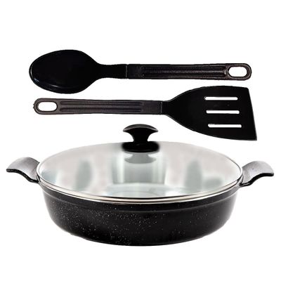 Frigideira Preto Liso Alumínio Usinado Talher 02 AA 30cm
