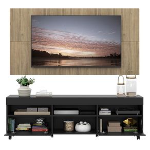 Rack com Painel e Suporte Tv 65 e 2 Portas Preto/rustic