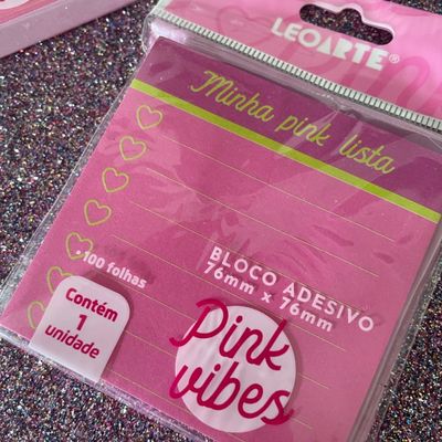 BLOCO ADESIVO PINK VIBES LISTA COM 100 FOLHAS LEOARTE