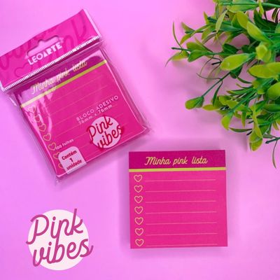 BLOCO ADESIVO PINK VIBES LISTA COM 100 FOLHAS LEOARTE