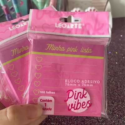 BLOCO ADESIVO PINK VIBES LISTA COM 100 FOLHAS LEOARTE