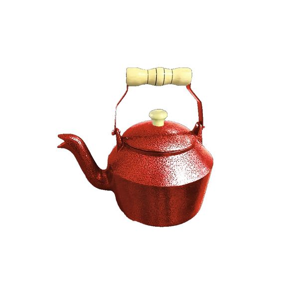 Chaleira Hotel Alumínio Fundido Vermelho Pegador Madeira 4L