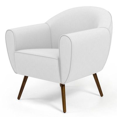 Kit 02 Poltronas Decorativas com Pés Palito Nina D02 Corano Branco C-12 - Lyam Decor